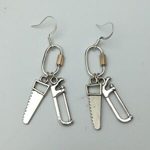 Silver Tool Charm Earrings with Carabiner